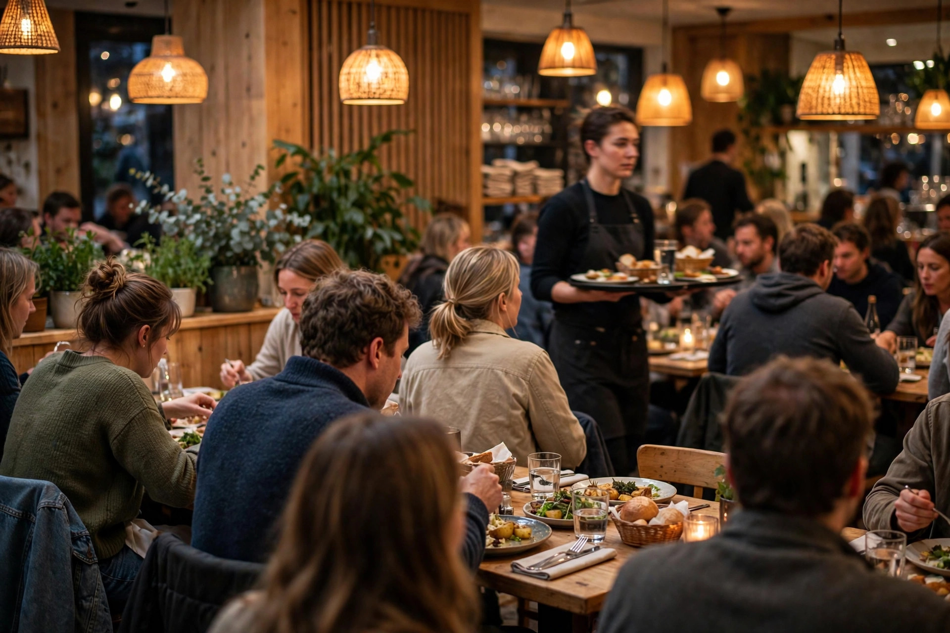 Travel gjestesal i norsk restaurant under middagsservering