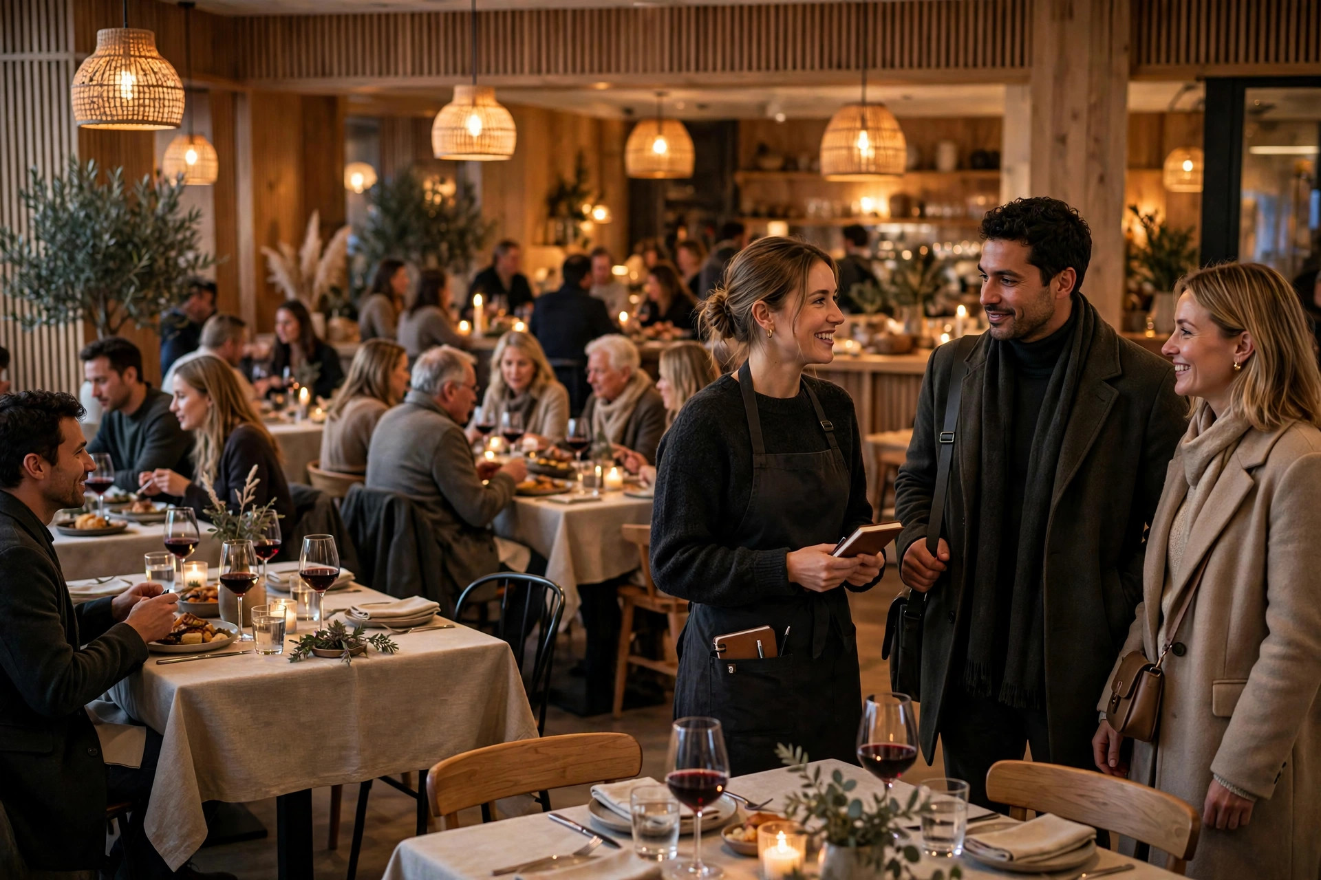 Travel restaurant med både bestilte gjester og walk-in-gjester en fredagskveld